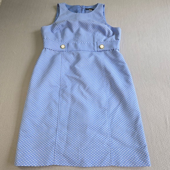 Tahari-Levine Studio Dresses & Skirts - Tahari-Levine Studio Sheath Dress Womens 14 Blue Textured Gold Button 8127M509